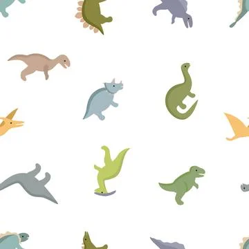 Pattern of Jurassic ancient dinosaurs, prehistoric dino animals background for Stock Illustration