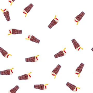 Pattern kawaii chocolate milkshake with happy face 库存插图
