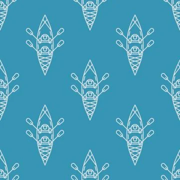 Pattern kayak icon on a blue background 스톡 일러스트