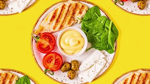 Pattern of ketogenic diet food Stock Footage 153166696