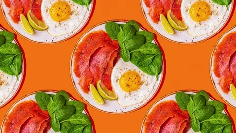 Pattern of ketogenic diet food Stock Footage 153166765