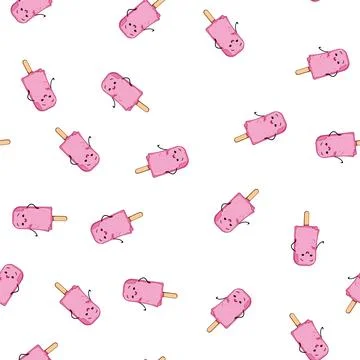 Pattern kid ice cream character cartoon vector Stock Illustration