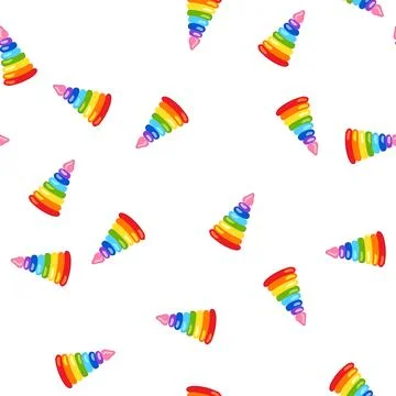 Pattern kid pyramid toy cartoon vector Illustration