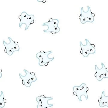Pattern kid tooth character cartoon vector Stock Illustration