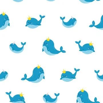 The pattern is a kind blue whale in delicate blue colors. Three different whales Stock Illustration
