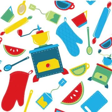 Pattern kitchen appliances Stock Illustration