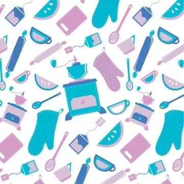 Pattern kitchen elements Stock Illustration