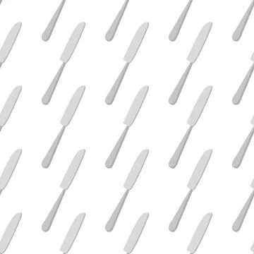 Pattern of kitchen knives on white background Stock Illustration