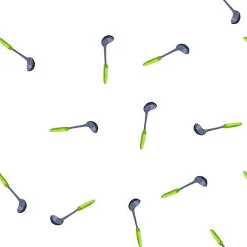 Pattern kitchen ladle with green handle providing cooking utility Illustration