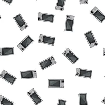 Pattern kitchen microwave oven cartoon vector Stock Illustration