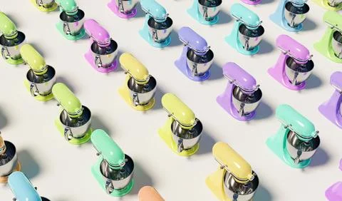 Pattern of kitchen mixers with different colors Stock Photos