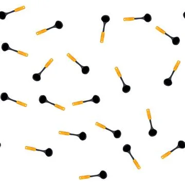 Pattern kitchen utensil black ladle with orange handle Illustration