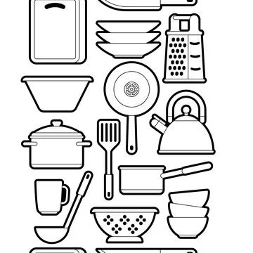 Pattern with kitchen utensils. Cooking tools for restaurant. Stock Illustration