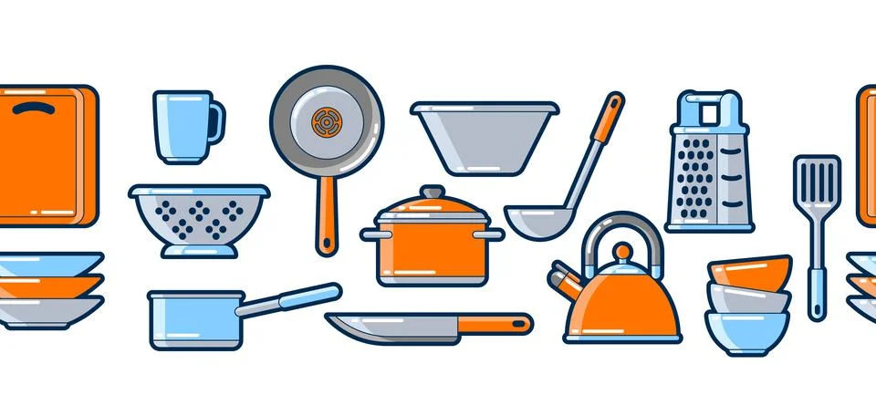 Pattern with kitchen utensils. Cooking tools for restaurant. イラスト素材