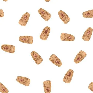 Pattern kitchen wine cork bottle cartoon vector Stock Illustration