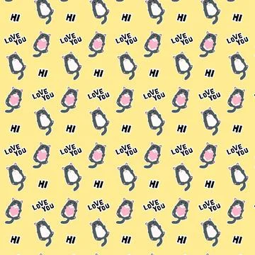 Pattern kitten and words Stock Illustration