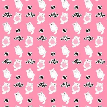 Pattern kitten and words Stock Illustration
