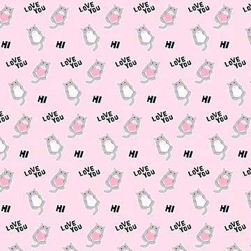 Pattern kitten and words Stock Illustration