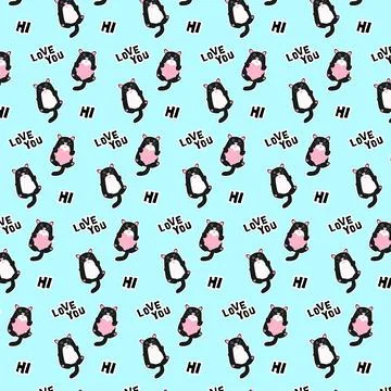 Pattern kitten and words Stock Illustration