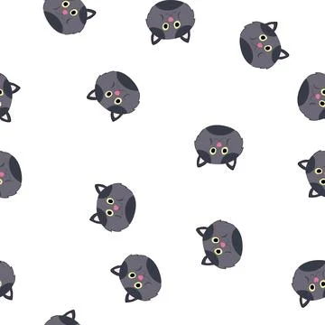 Pattern kitten cat face cartoon vector Illustrazione stock