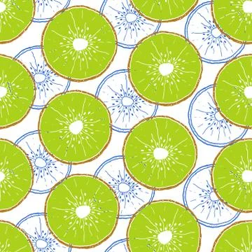 Pattern with kiwi slices Stock Illustration
