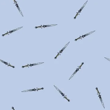 Pattern knight sword medieval sketch hand drawn Stock Illustration
