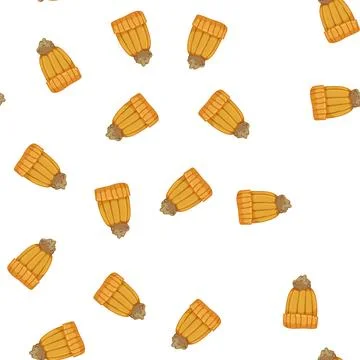 Pattern knit winter hat kid cartoon vector Illustrazione stock