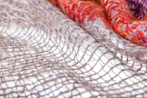 Pattern of knitted scarf with threaded texture Foto stock