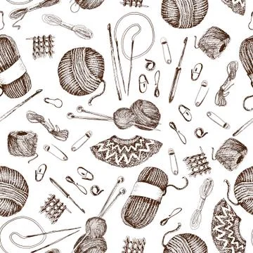 Pattern with knitting accesories Stock Illustration