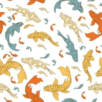 Pattern with koi Stock Illustration