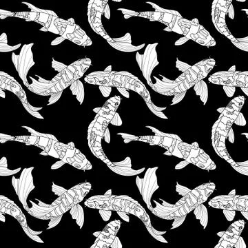 Pattern with koi Stock Illustration