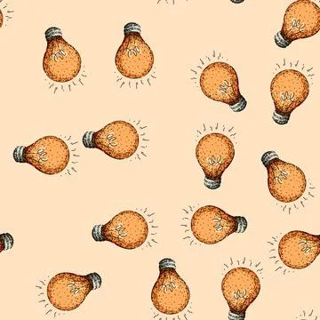 Pattern lamp bulb sketch hand drawn Stock Illustration
