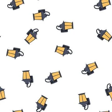 Pattern landscape exterior lamp cartoon vector Stock Illustration