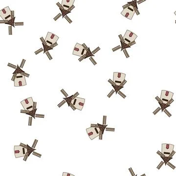 Pattern landscape mill farm cartoon vector Stock Illustration