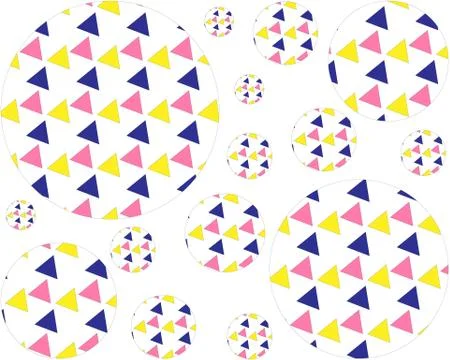 The pattern of large and small balls inside the colored triangles Stock Illustration