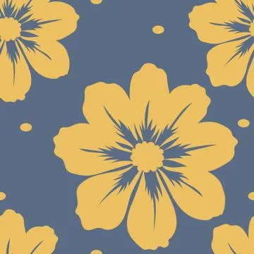 Pattern with large flowers. Calm colors, pastel. Large bud on a dark beige ba Stock Illustration