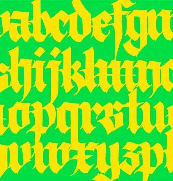 Pattern of Latin letters. Vector. English alphabet. Medieval european style o Stock Illustration