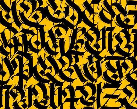 Pattern of Latin letters. Vector. English alphabet. Medieval european style o Stock Illustration