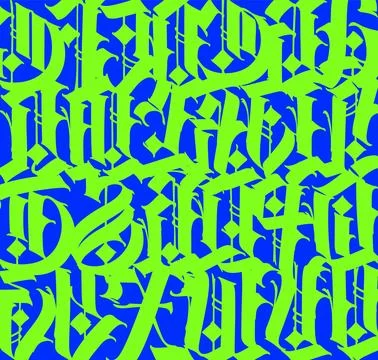 Pattern of Latin letters. Vector. English alphabet. Medieval european style o Stock Illustration