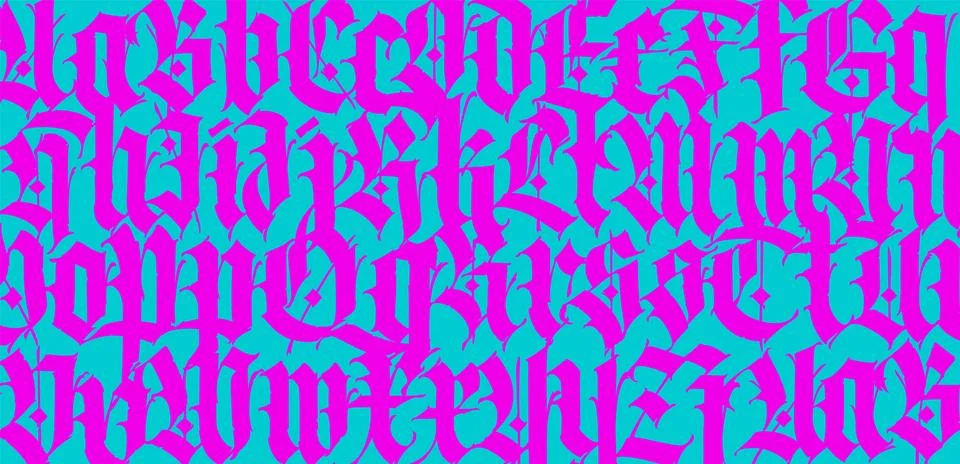 Pattern of Latin letters. Vector. English alphabet. Medieval european style o Stock Illustration