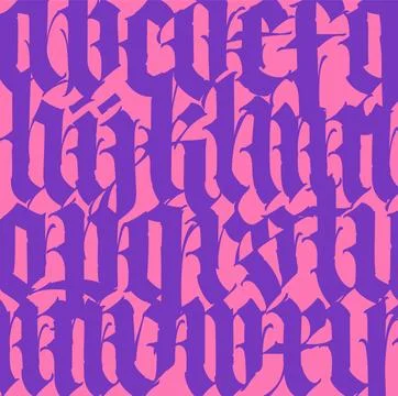 Pattern of Latin letters. Vector. English alphabet. Medieval european style o Stock Illustration