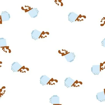 Pattern latte coffee cup splash cartoon vector Stock Illustration
