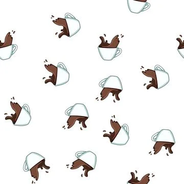 Pattern latte coffee cup splash cartoon vector Stockillustratie