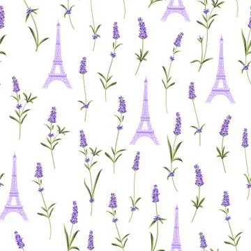 Pattern with lavender flowers Stock Illustration