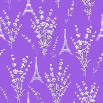 Pattern with lavender flowers. Stock Illustration