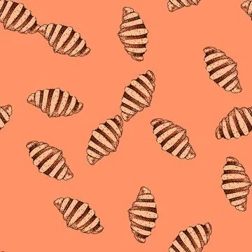 Pattern layered croissant sketch hand drawn Illustrazione stock