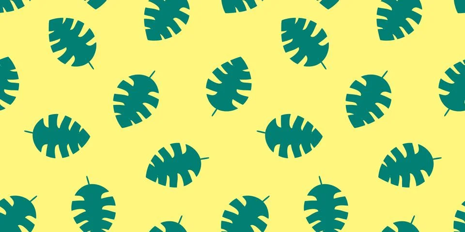 Pattern Leaf Silhouette Monstera. Doodle style. Seamless print exotic Plant Illustrazione stock