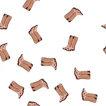 Pattern leather cowboy boots cartoon vector Stock Illustration