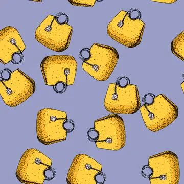 Pattern leather trendy handbag sketch hand drawn 库存插图