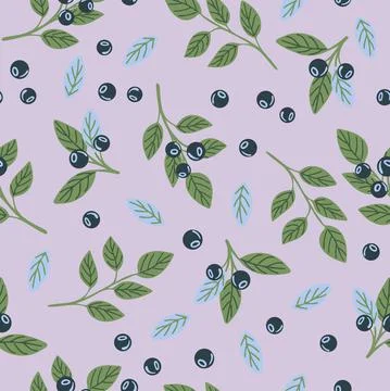 Pattern with leaves and berries Illustrazione stock